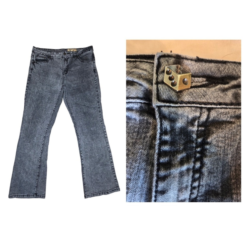 V Cristina Vintage Faded Gray Mid Rise Boot‎ Cut Dice-button Stretch Jeans 10